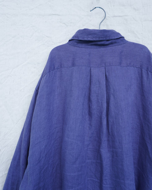 Linen Relaxed Unisex Shirt / Khakibeige・Frenchblue