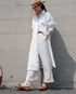 Linen Tuck Shirt Dress / White・Black