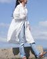Linen Tuck Shirt Dress / White・Black