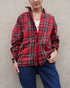 〈予約〉INDIGO Tartan Frill Tuck Blouse / Red・Blue