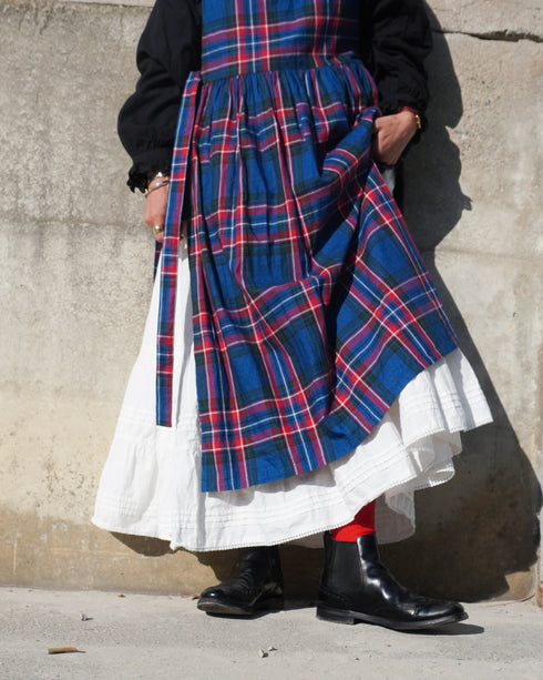 〈再入荷〉INDIGO Tartan Apron Dress / Red・Blue