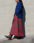 INDIGO Tartan Gathered Skirt / Red・Blue