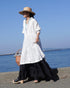 Tuck Tiered Skirt / White・Black