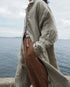 Linen Tuck Shirt Dress / Khakibeige・Frenchblue