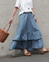 Dobby Check Frill Skirt / Beige・Blue・Charcoal