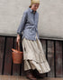 Dobby Check Frill Skirt / Beige・Blue・Charcoal