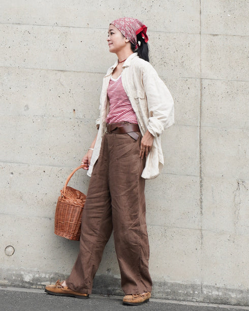 Linen Ease Pants / Natural・Brown・Black