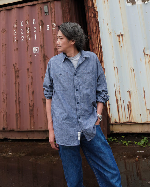 INDIGO Chambray Work Shirt / Blue・Navy