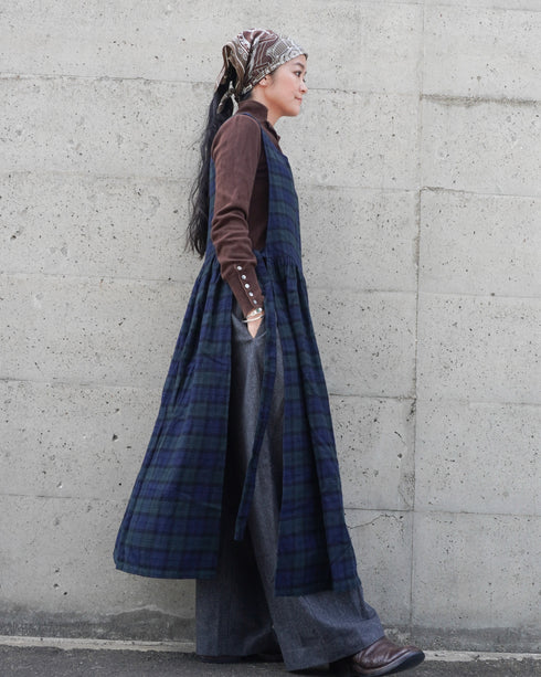 Nel Check Apron Dress / Black Watch・Red Check