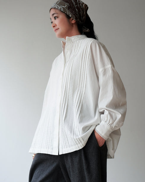 Heirloom Pintuck Lace Blouse / White