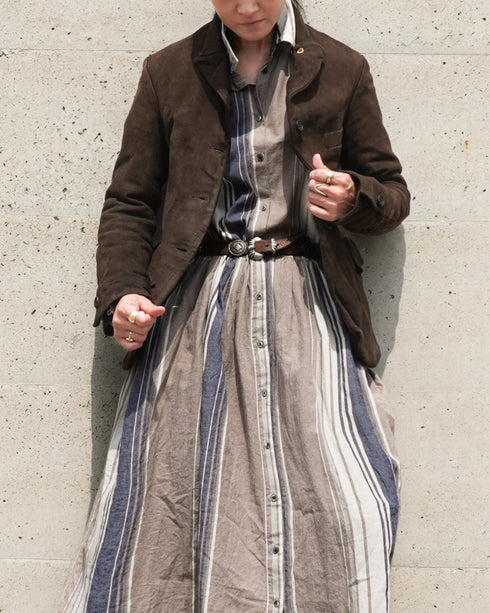 BasShu × Dopple&Scent Gathered Shirt Dress / BROWN