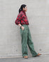 〈予約〉INDIGO Tartan Frill Tuck Blouse / Red・Blue