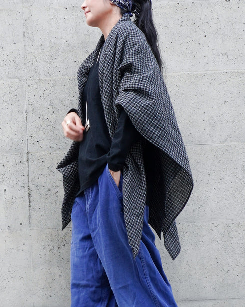 Wool Check Square Stole / Gingham Check・Small Check