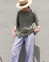 Linen 2way Henley Tee / Khaki・Black