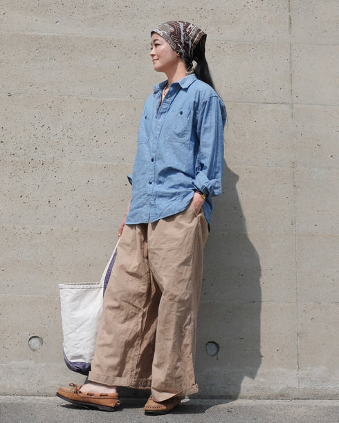 INDIGO Chambray Work Shirt / Blue・Navy