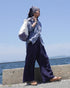 Linen Cotton Tuck Pants / Beige・Navy