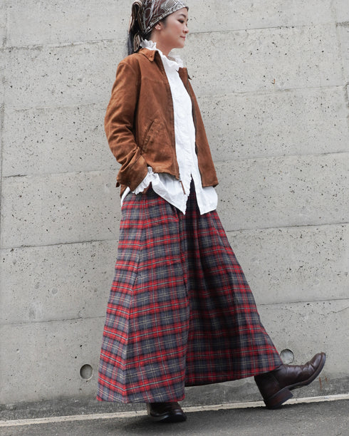 Nel Check Gathered Skirt / Black Watch・Red Check