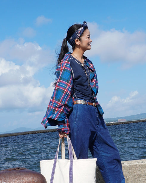 INDIGO Tartan Over Shirt / Red・Blue