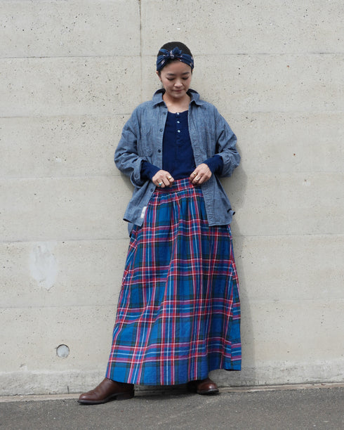 INDIGO Tartan Gathered Skirt