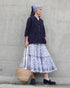 Linen Cotton Open Collar Shirt / Beige・Navy