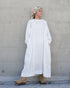 Linen Gather Dress / White・Black