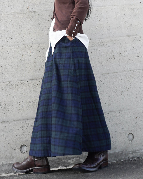 Nel Check Gathered Skirt / Black Watch・Red Check