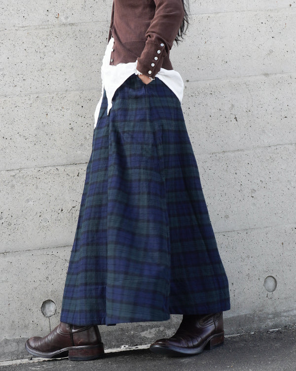 Nel Check Gathered Skirt / Black Watch・Red Check