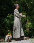 Linen Gather Dress / Khakibeige・Frenchblue