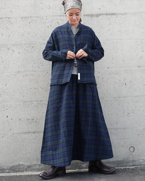Nel Check Gathered Skirt / Black Watch・Red Check