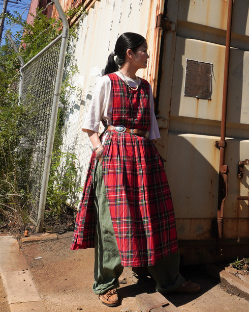INDIGO Tartan Apron Dress / Red・Blue