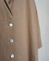 Linen Cotton Open Collar Dress / Beige・Navy