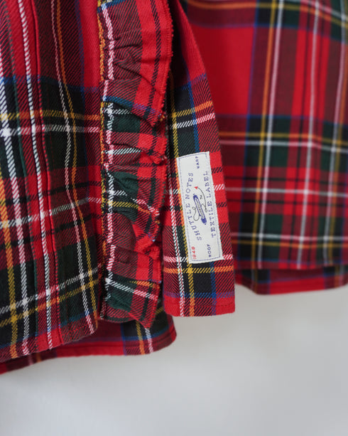 〈予約〉INDIGO Tartan Frill Tuck Blouse / Red・Blue