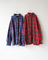 INDIGO Tartan Frill Tuck Blouse / Red・Blue
