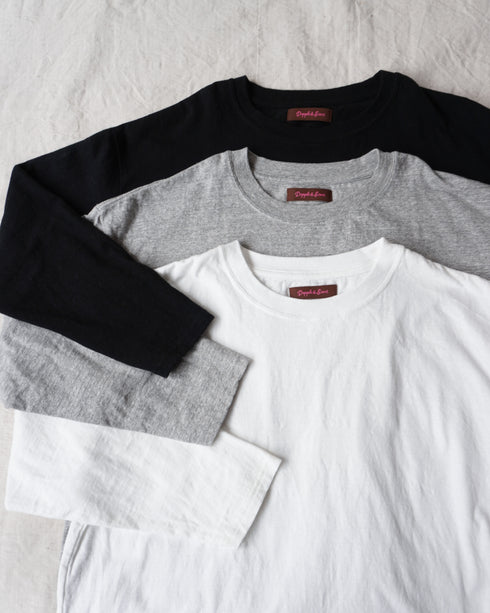 Raffy Cotton Ease Long Sleeve Tee / White・Gray・Black