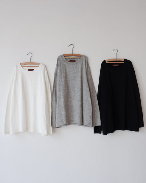 Raffy Cotton Ease Long Sleeve Tee / White・Gray・Black