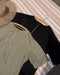 Linen 2way Henley Tee / Khaki・Black