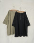 Linen 2way Henley Tee / Khaki・Black