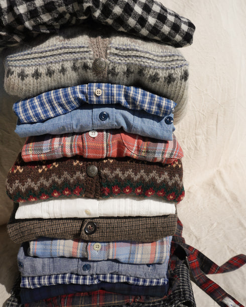 Jacquard Shetland Wool Knit Cardigan / Brown