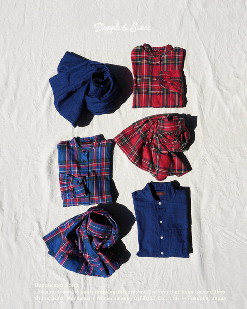 INDIGO Tartan Over Shirt / Red・Blue