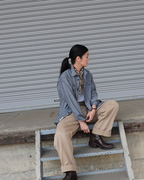 INDIGO Chambray Work Shirt / Blue・Navy