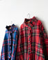 〈予約〉INDIGO Tartan Frill Tuck Blouse / Red・Blue