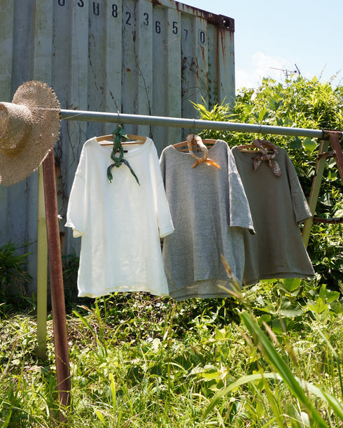 Raffy Cotton Ease Tee / White・Gray・Khaki