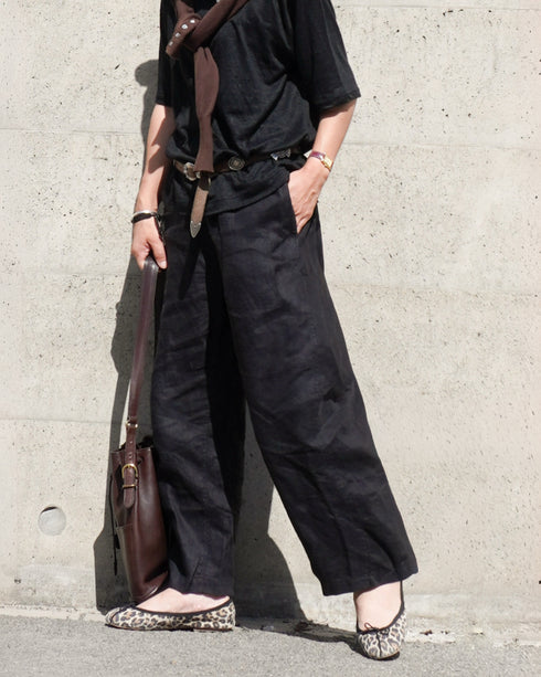 Linen Ease Pants / Natural・Brown・Black